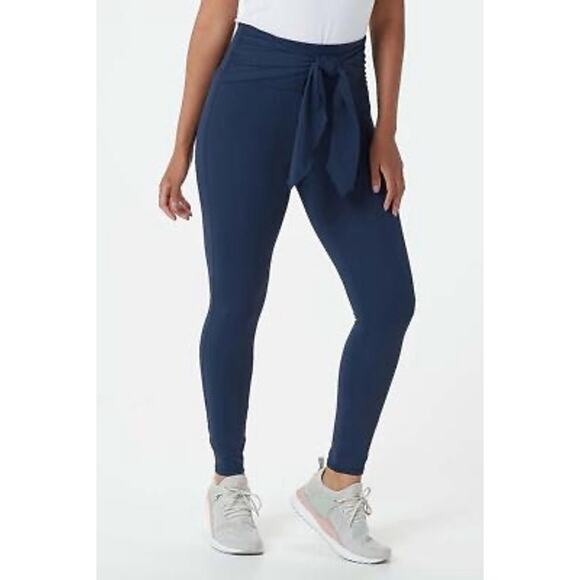 NWT Susana Monaco Tie Waist Leggings Pants 28" Navy Blue Small Athleisure Travel - Picture 2 of 7